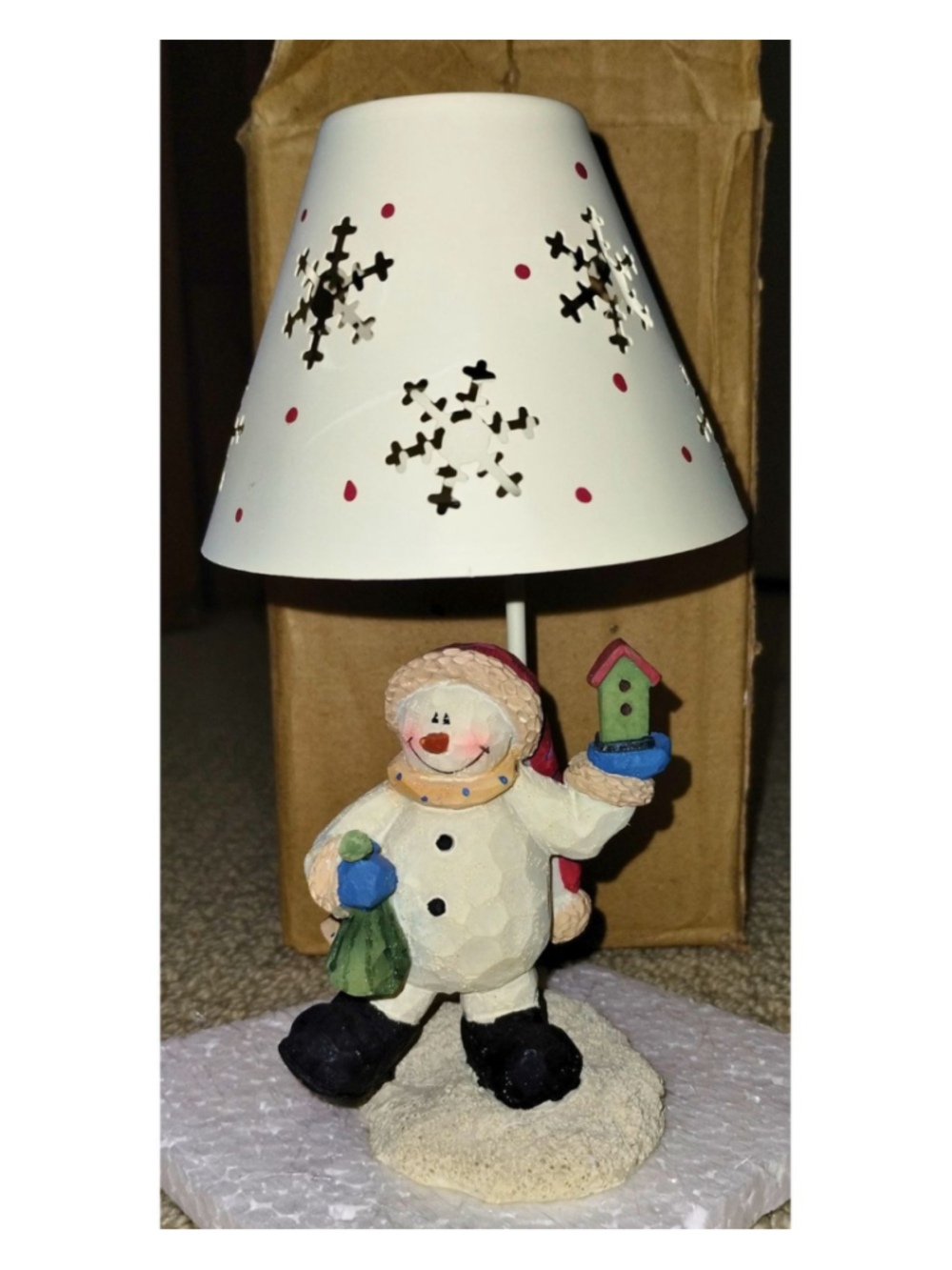Crazy Mountain Snowman Birdhouse Tea Light Candle Holder Metal Shade